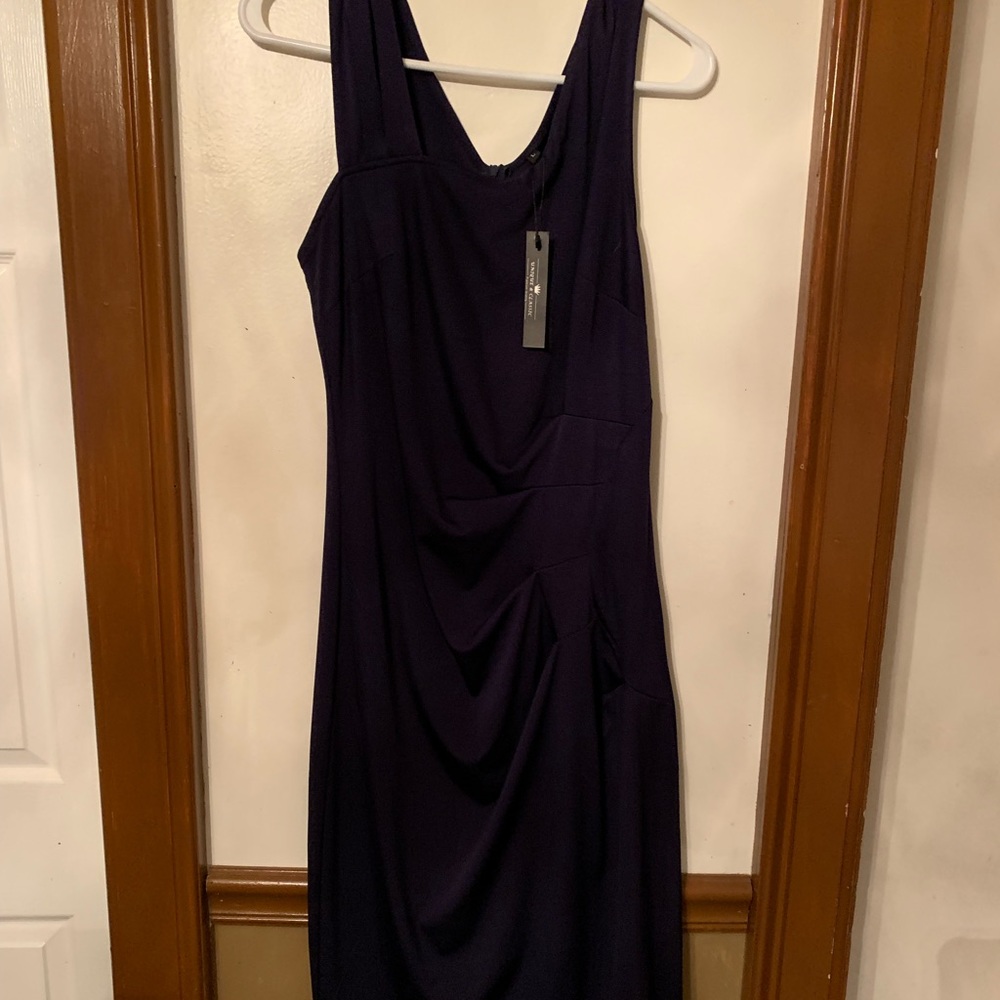 Women’s Faux Wrap Navy Knee length dress